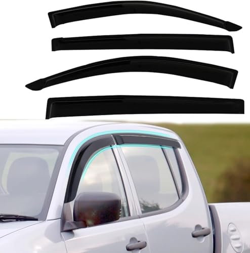 JHCHAN Windabweiser Winddeflektoren für Mitsubishi L200 Triton 2006-2014 Doppelkabine 4-türiger Pickup, Smoke Schwarz