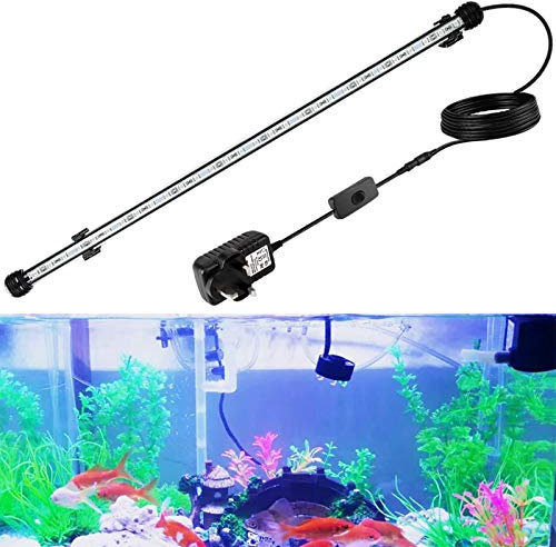 GreenSun Submersible LED Aquarium Light,Waterproof Fish Tank Light Underwater Crystal Glass Lights Suitable for Saltwater and Freshwater(Blue and White)-15 inch(38 cm)