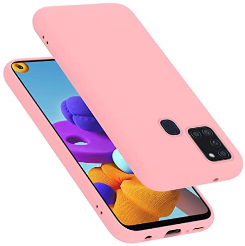 Cadorabo Hülle kompatibel mit Samsung Galaxy A21s Hülle Silikon Handyhülle für Galaxy A21s Case aus flüssigem Silikon- Kratzfeste und stoßfeste dünne TPU Schutzhülle - Liquid PINK