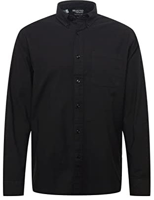 SELECTED HOMME Herren Slhregrick-ox Flex Shirt Ls W Noos, Schwarz, M