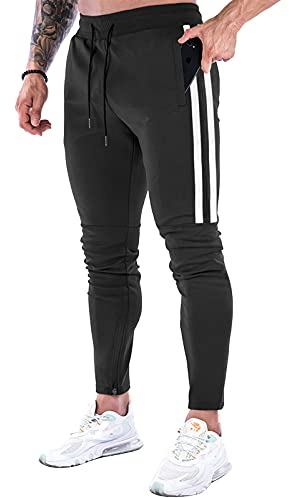Suwangi Pantalones Deportivos Running para Hombre Jogger Gimnasio Fitness Entrenamiento Pantalon Largos Chándal Bolsillo Cremallera
