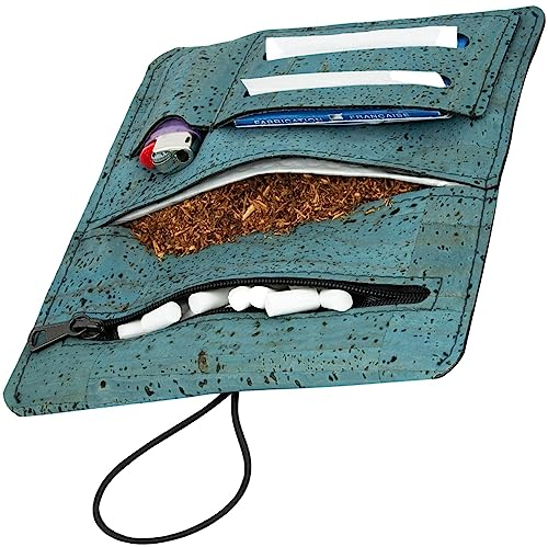 Simaru Langlebige Kork-Drehertasche Nachhaltiges & Veganes Zigarettenetui/Tabaktasche mit Austauschbarem Verschluss und Praktischen Zusatzfächern - Wasserabweisend und Robus
