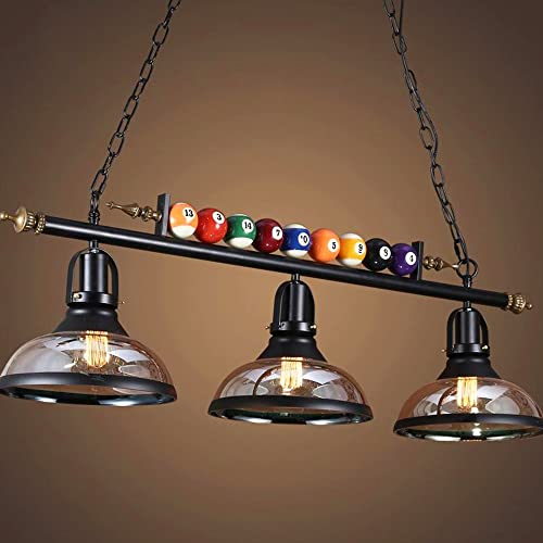 Hängeleuchte Retro Billard Industrieller E27 Höhenverstellbar Pendelleuchte Metall Schmiedeeisen Design Pendellampe Billardtisch Bar Café Esstisch Dekor Hängelampe Beleuchtung Kronleuchter Schwarz
