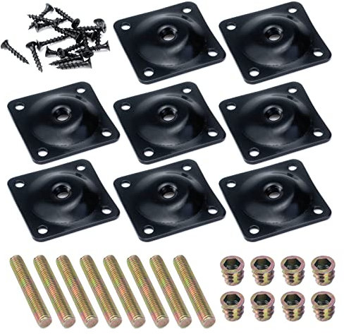 Pufguy Furniture Leg Mounting Plates M8 Bolts Screw Furniture Legs Attachment Plates 9 Degrees Incline Attachment Plates Kit for Strengthen Sofas Couches Seat-2set