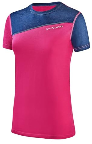 Black Crevice Damen Merino T-Shirt, pink/Blue, 38