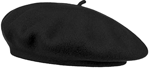 Van Der Rich ® - Baskenmütze Wolle Kind für Einen Maximalen Kopfumfang von 52cm (Schwarz, One Size)