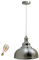 DC Voltage Single Indoor Nickel Ceiling Pendant Light 29cm Fitting Industrial Loft Suspension E27 Lighting for Bedroom, Hall, Dining Room, Lounge
