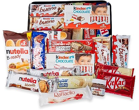 Bandeja Regalo Mega Pack de Chocolates Kinder - Rafaello - Nestle. +15 Unid. Caja Bandeja Regalo Original con Kinder Bueno, Bombones Rafaello, Chocolates Nestle [IAMI]
