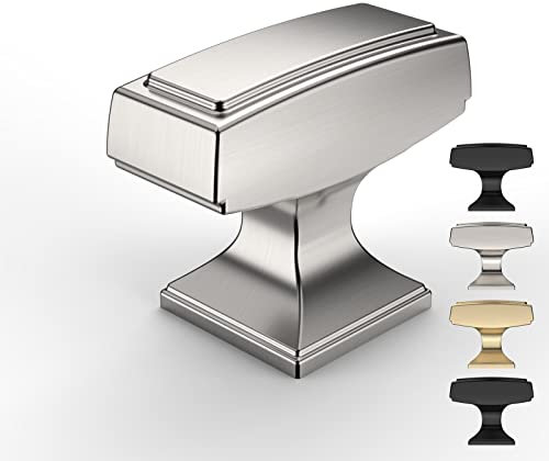 9BUILD 10 Pack Satin Nickel Drawer Knobs - Square, Cupboard, Kitchen Door, Dresser, Wardrobe Knobs