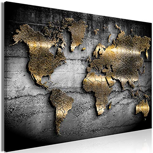 B&D XXL Weltkarte Pinnwand & Vlies Leinwand Bild 90x60 cm Bilder mit Kork Rückwand 1 Teilig Kunstdruck Korktafel Korkwand Memoboard Pinboard Wandbilder Landkarte