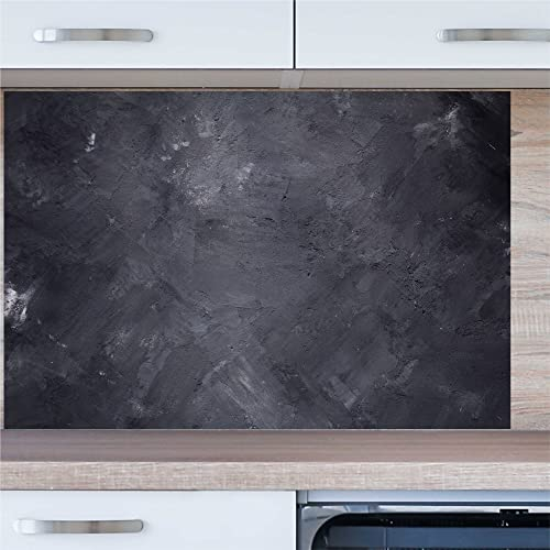 INDIGOS UG Küchenrückwand - Beton schwarz - 60x40 cm ESG Echtglas Bedruckt - mit Bild - Motiv - Küche - Rückwand - Glasplatte - Spritzschutz - Herd - Ofen