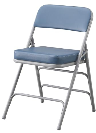 KAIHAOWIN Extra Dicke Gepolsterte Klappstuhl, Metall Klappstuhl mit Superweichem Kissen, Komfort Klappstuhl für Wohnzimmer, Esszimmer und Büro, Blau