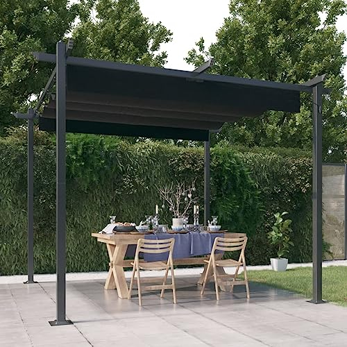AUVYI Pavillon Terrasse Pavillon mit Ausziehbarem Dach 3x3m Anthrazit Gartenpavillon Pergola Terrassenü Berdachung Freistehend Festival Pavillon Winterfest Pavillon Sonnenschutz für Gartenpartys