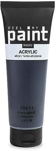 FeelMyPaint Colore Acrilico Nero – 120 ml di vernice artistica ad alta pigmentazione per tela, carta, tessuto, legno, vetro, ceramica, metallo, pietra