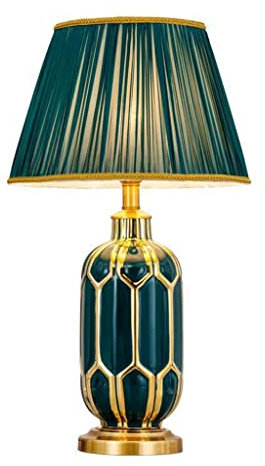 Lampes De Table De Chevet De Chambre À Coucher Du Milieu Du Siècle Avec Abat-Jour En Forme De Cloche Verte, Lampe De Décoration En Céramique, Lampes De Bureau En Pot De Gingembre En Porcelaine De Mar