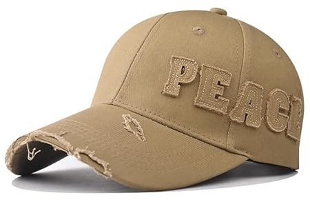 FVKTHNVS Dad Cap Unisex Herren Baseball Cap 5-Panel Design Baumwolle Cap Peace Stickerei, khaki, 58