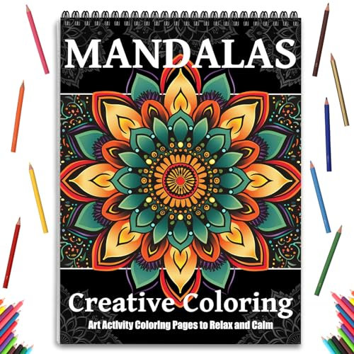 Mandala-Malbücher für Erwachsene und Frauen, Spiralbindung, einseitig, Geschenke, Kunst und Handwerk für Frauen zum Entspannen, Angst und Depressionen, 24 bunte Malvorlagen von Mandala, kreatives