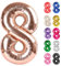 Rose Gold Number 8 Balloon 40 Inch, 8 Balloon Number, 8th Birthday Decorations, Rose Gold Party Supplies for Boys Girls