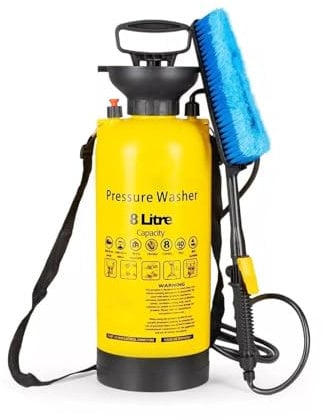 8L Portable Pressure Washer - Hand Pump Action Water Manual Garden Power Sprayer