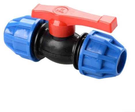 Robinet d'arrêt 20 mm 25 mm 32 mm pour robinet à boisseau sphérique PE Compression Fit Value Tap, Noir + Bleu (25 mm)