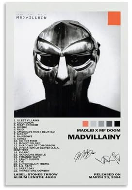 Binnigau Mf Doom Poster Madvillainy Musikposter für Zimmer, ästhetische Leinwand, Wandkunst, Schlafzimmerdekoration, 30 x 45 cm