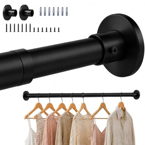 Wardlock Kleiderstange Schrank ausziehbar, Edelstahl Ausziehbare Kleiderstange für Kleiderschrank Innen, Teleskop Schrankstange für Kleidung (BLACK, 48cm-80cm)