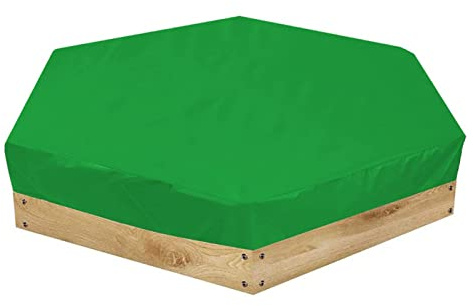 Sandkastenabdeckung, sechseckige Sandkasten-Sandspielzeug-Schutzabdeckung, wasserdichte Poolabdeckung mit Kordelzug, Sandkastenabdeckung für den Garten im Freien (Grün)