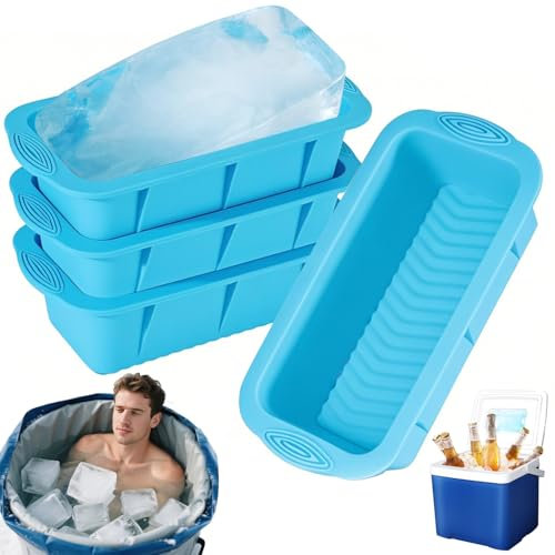 4 Vassoi Extra-Large in Silicone Alimentare per Cubetti di Ghiaccio Giganti - con Rilascio Ultra-Facile per Congelatore, Realizza 2kg di Ghiaccio a Forma Perfetta per Cocktail, Bibite e Idromassaggio