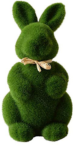Künstliche Dekoration Osterhase,Beflockter Hase Grüner Hase Hochzeitsdekoration Grünes Moos Osterdekoration Hase Beflockte Tierfiguren Künstliches Moos Gras Kaninchen