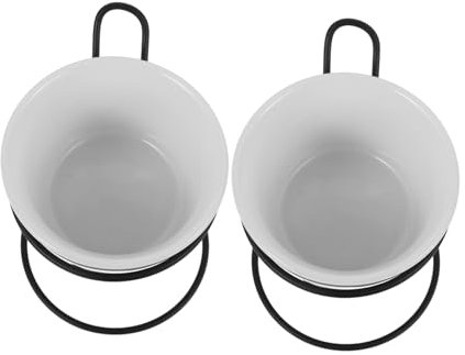 ABOOFAN 2sets Ceramic Heating Furnace Set for Chocolate Butter Cheese Fondue Removable Pot Iron Stand