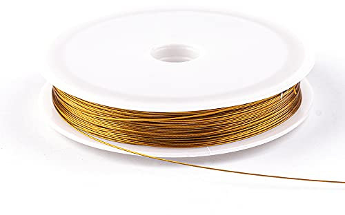 Steli per Fiori Finti,Fil di Ferro per Fiori 2 pz. Filo d'oro in acciaio inox in acciaio inox perline corda cordoncino filo di pesca for Fai da te Bracciali for collana Gioielli for i risultati(Gold,D