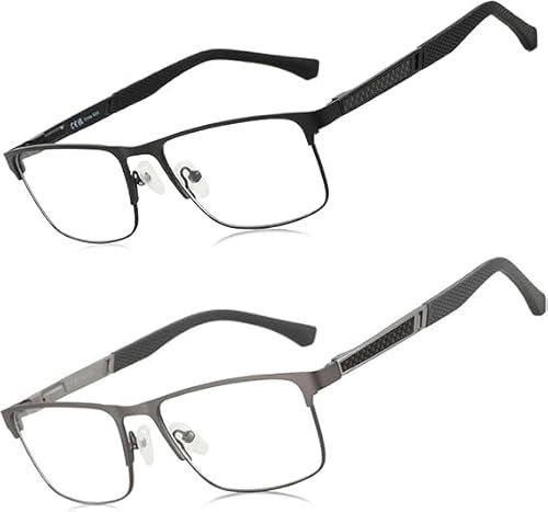 ZENOTTIC Blaulichtfilter Brille Herren,Lesebrille Rahmenlos Metallgestell Sport Computerbrille