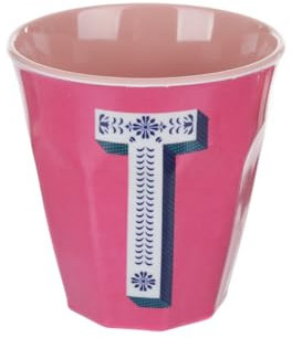 KASANOVA Bicchiere melammina Fucsia Lettera T 280 ml Maiolika