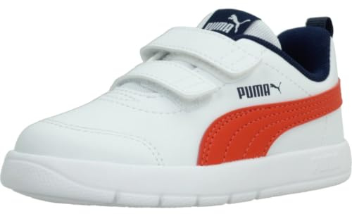 PUMA Kinder Courtflex V3 Sneakers Klein 21, White Fierce Red Persian Blue