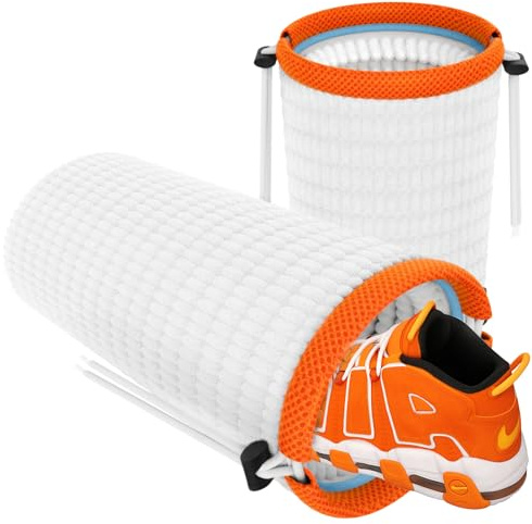 2 Piezas Bolsa para Lavar Zapatillas en Lavadora, Reutilizable Malla 360° Lavar Zapatillas Lavadora, Funda para Lavar Zapatos en Lavadora con Cordón para La mayoría de Los Zapatos