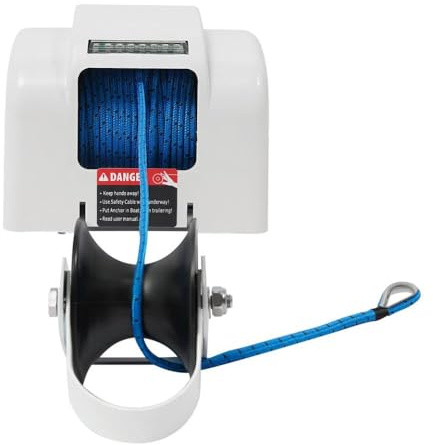 DWOGCEBX 12V Electric Anchor Winch Kit 45lbs With Remote Control For Fishing Boats Speedboats Small Pleasure Boats To 7.3m Compatible With Marine Windlass Systems