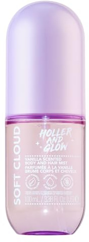 Holler And Glow Mood Boosting Soft Cloud Body & Hair Mist, Body Spray, Teen Girls Spritz, Long Lasting, Vanilla, Sweet Scented, Water Based Fragrance For Tweens, Clean & Gentle Formula, 3.38 Fl Oz