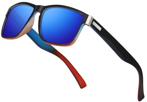 RSQQAV Polarisierte Sonnenbrille für Herren und Damen, 100 % UV400-TAC-Gläser, zum Fahren, Angeln, Laufen, Retro-Design