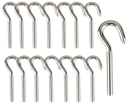 oupados 15 Stück 304 M5 Schraubhaken Edelstahl Ring Schraube Hakenschraube | haken mit gewinde Hohe Härte Hakenschrauben Haken mit Gewinde für Outdoor Indoor Hängen Zubehör Hängende Artikel