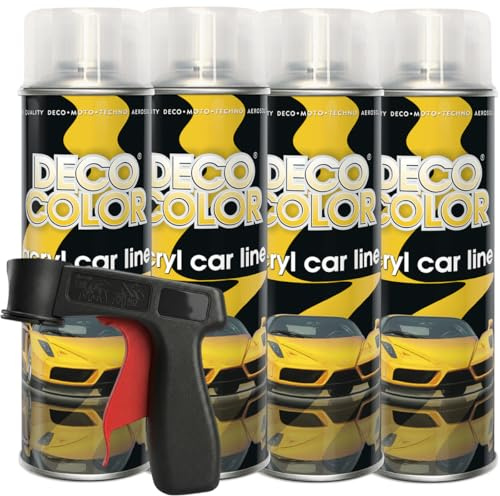 Craft-Equip DC 4er Sparpack MEGAFELGA 500ml inklusive Haltegriff - Felgenlack - Lackspray für Alufelgen und Stahlfelgen (4 Dosen 500ml Klarlack Glanz + Haltegriff)