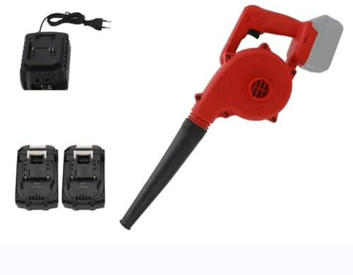 Soffiatore per Foglie a Batteria, con Corpo in TPE e Impugnatura Antiscivolo, Spazzatrice Elettrica Portatile 2 in 1, Regolazione Continua Della Velocità, ideale per Rimuovere Polvere(Red)