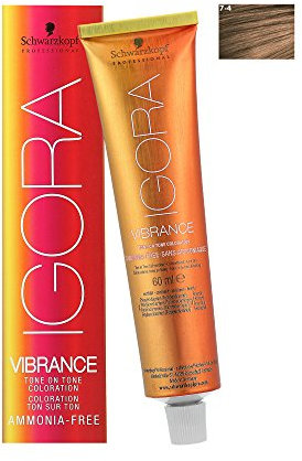 Schwarzkopf Igora Vibrance 7-4 coloración del cabello Rubio 60 ml - Coloración del cabello (Rubio, 7-4, Blonde Beige, Mujeres, 60 ml, Todo el pelo)
