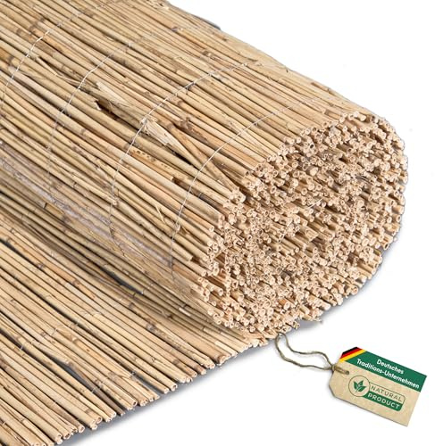 Hiss Reet® Schilf Sichtschutz, Schilfrohrmatte Standard I Perfekter Windschutz & Sichtschutz für Balkon, Zaun & Garten I verschiedene Größen (100 x 600 cm)