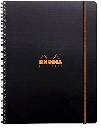 Rhodia 119931C Pro Book Notizbuch (mit Doppelspiralbindung, 5 Register, liniert mit Rand, repositionierbar, DIN A4, 21 x 29,7 cm, 90 g, 80 Blatt) 1 Stück schwarz