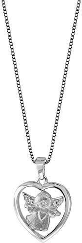 trendor Silber-Collier Herz mit Engel Anhänger Halskette eleganter Halsschmuck für Damen, zauberhaftes Schmuckstück, zeitlose Geschenkidee, 79046-38 38 cm
