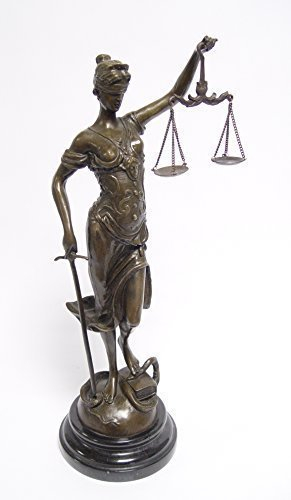 Moritz Bronzefigur Bronze Figur Statue Skulptur Justicia Justizia Justitia Göttin der Gerechtigkeit Geschenk Rechtsanwalt Richter Antik Stil H 39,5 cm 2,8 kg