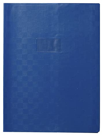 Calligraphe 71302C - Heftumschlag / Heftschoner / Hefthülle Calligraphe mit Feinkörnung, DIN A4+ 24x32 cm, Etikettenhalter, Lesezeichen, aus PVC blickdicht und strapazierfähig, Blau, 1 Stück