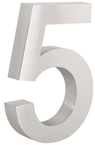 Zelsius Edelstahl Hausnummer „5“ | 13 x 20 cm, silber | Weitere Nummern verfügbar | Hausnummern, Hausnummernschild, Hausnummern Edelstahl