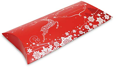 5er Pack Weihnachtsverpackung Geschenkbox Geschenkschachtel Weihnachten rot, ca. 21,5 x 11,5 x 3 cm, Geschenkverpackung, Kissenverpackung