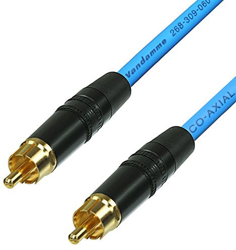 SPDIF Digital Audio Video Coaxial Cable RCA to RCA Van Damme 75 ohm Coax Phono (20 m, Blue)